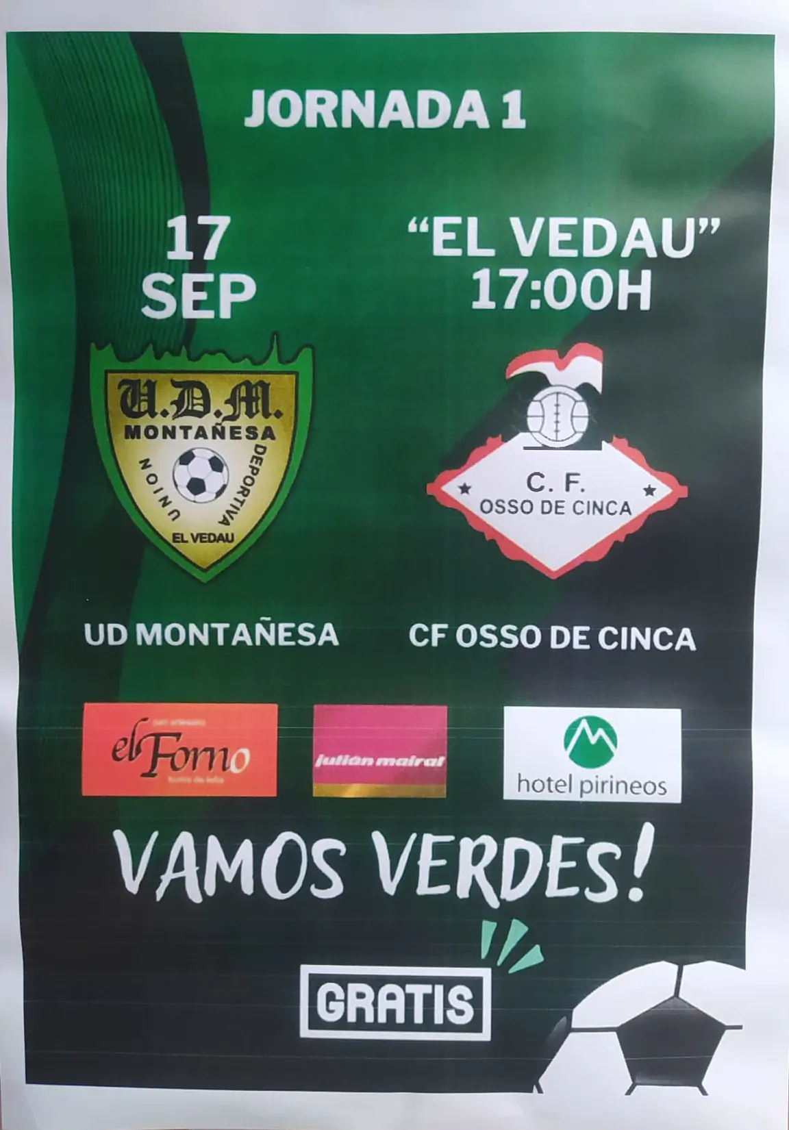 UD Montañesa vs. Osso de Cinca CF - Temporada 2023/24 Jornada 1 | enBenas.com