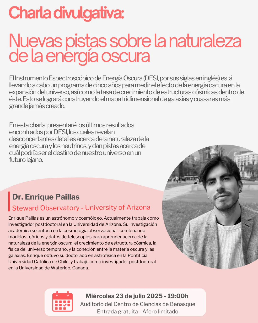 Charla divulgativa Nuevas pistas sobre la naturaleza de la energía oscura | enBenas.com