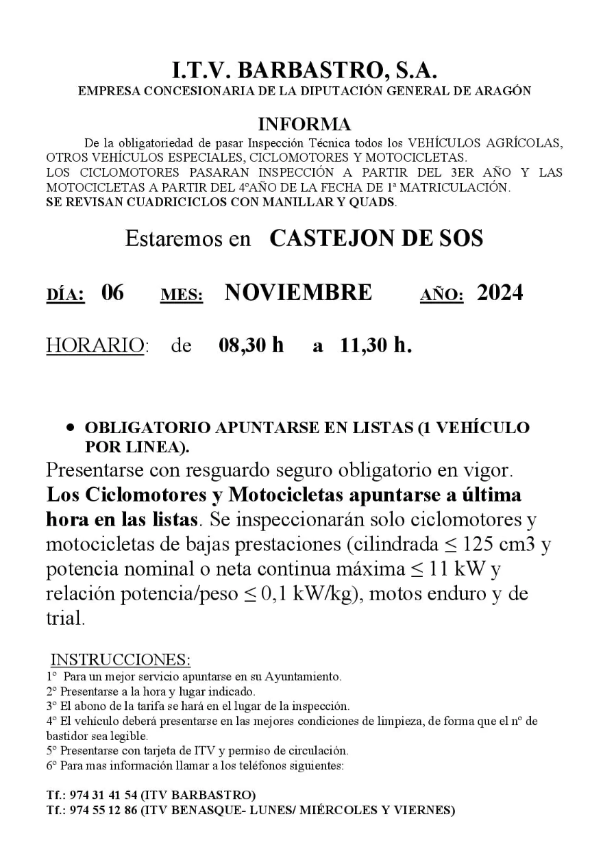 ITV de vehículos agrícolas en Castejón de Sos | enBenas.com