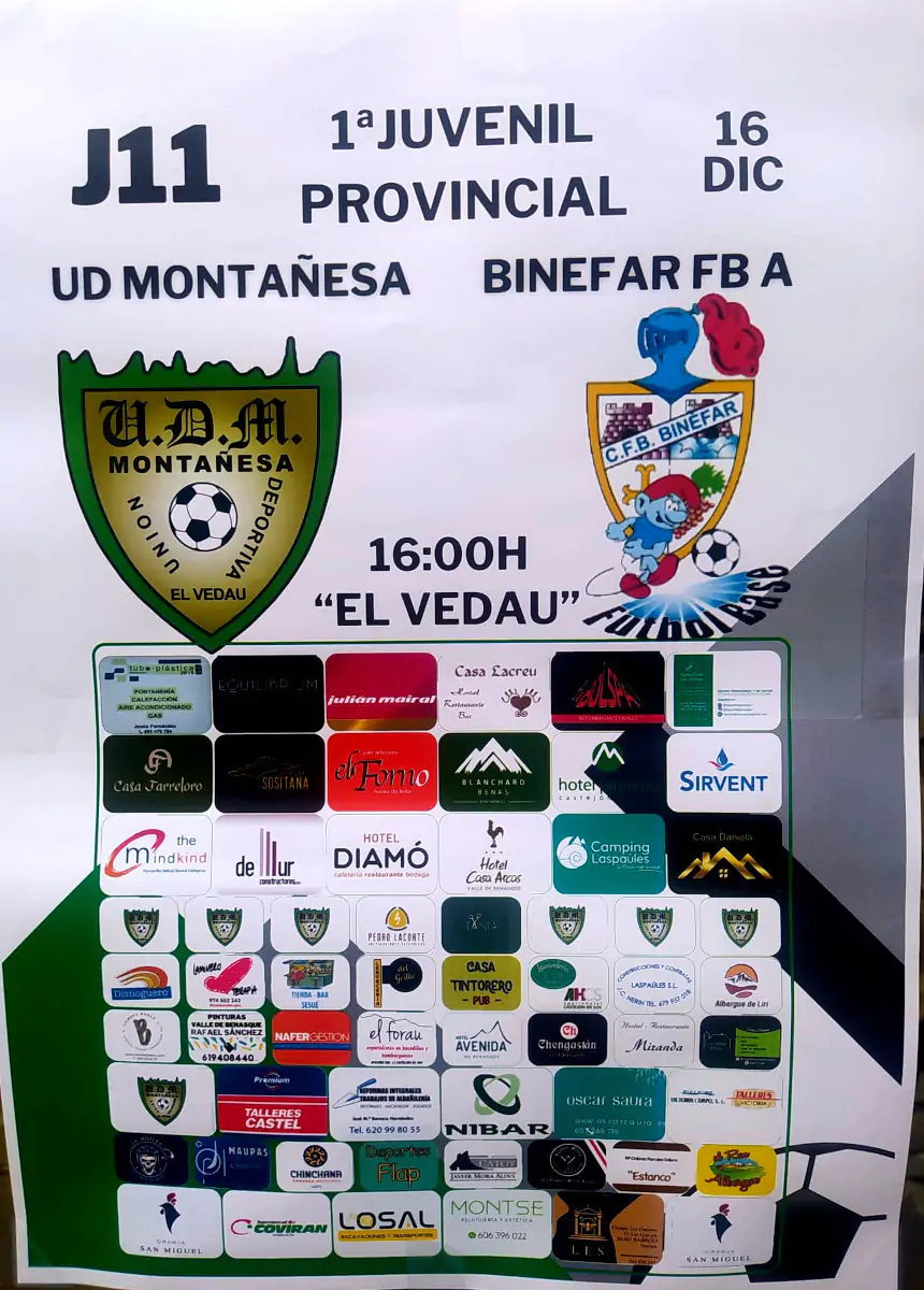UD Montañesa (juvenil) vs. Binéfar FB A - Temporada 2023/24 Jornada 11 | enBenas.com