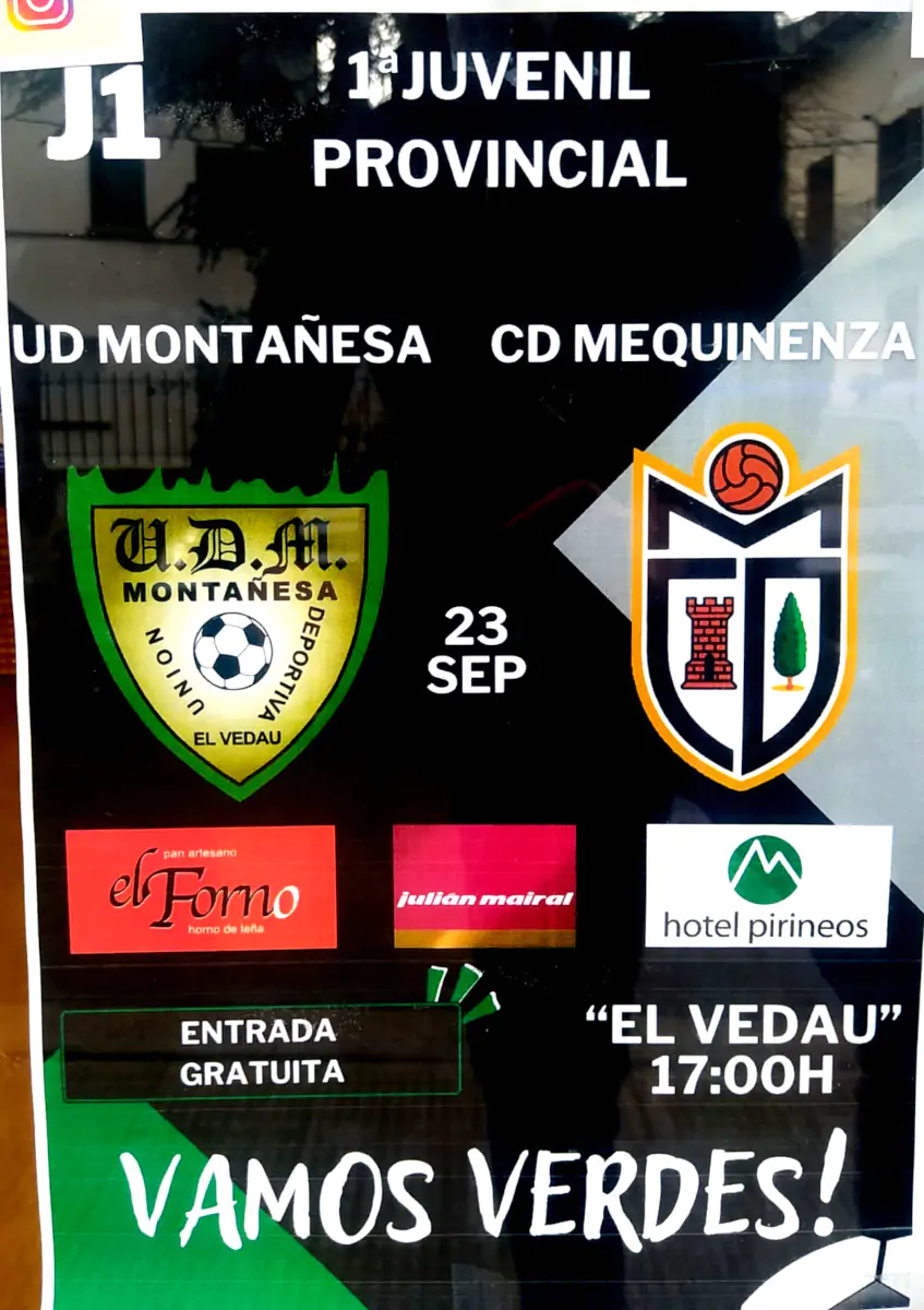 UD Montañesa (juvenil) vs. CD Mequinenza - Temporada 2023/24 Jornada 1 | enBenas.com