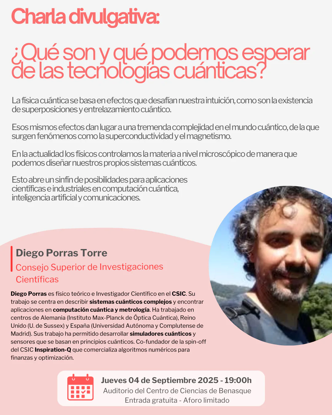 Charla Divulgativa: ¿Qué son y qué podemos esperar de las tecnologías cuánticas? | enBenas.com