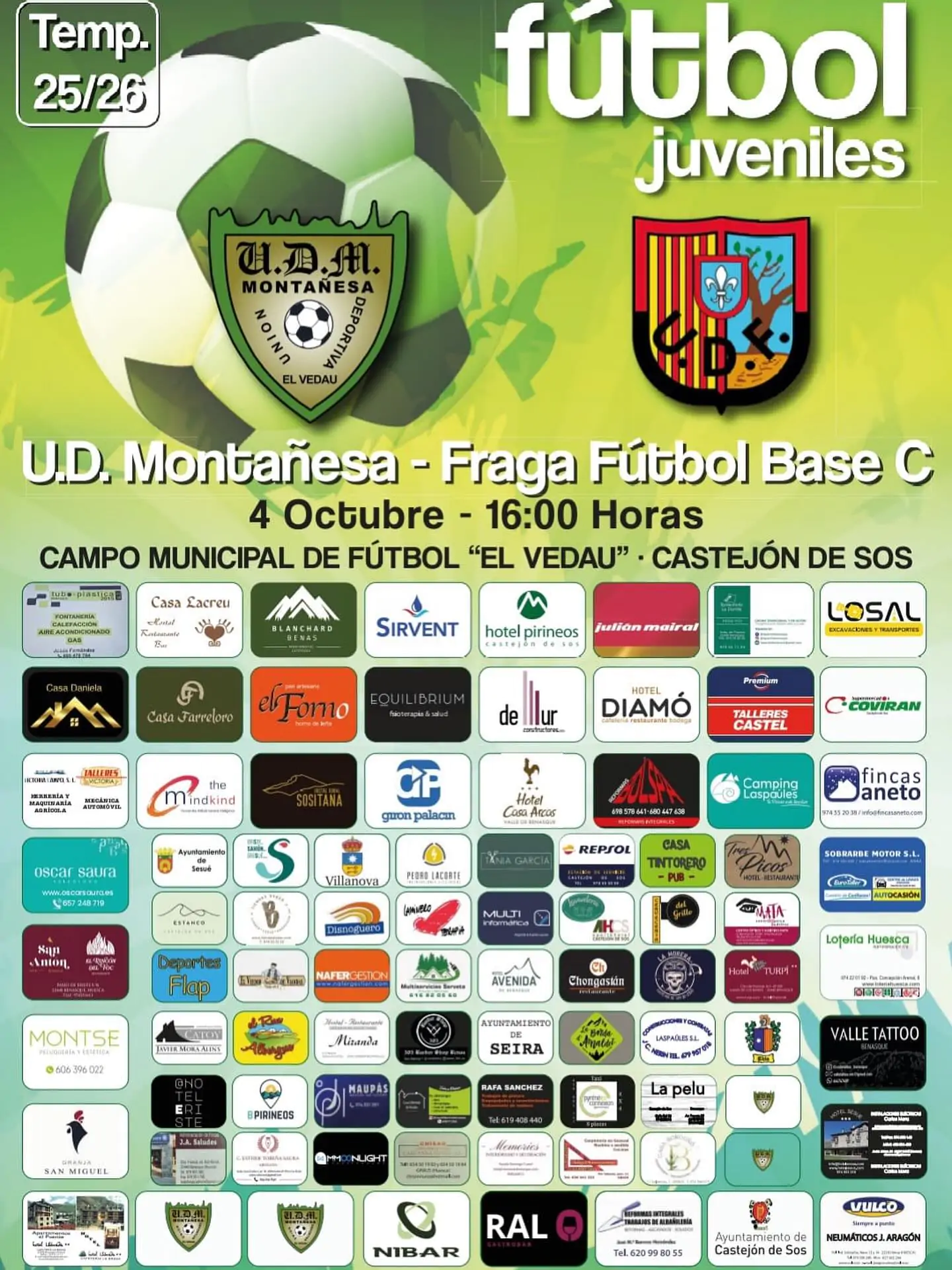 UD Montañesa (juvenil) vs. Fraga Fútbol Base C - Temporada 2026/26 | enBenas.com